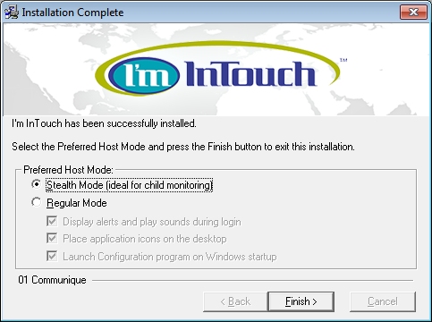 Parental Control Software Setting up Im InTouchs Stealth Mode