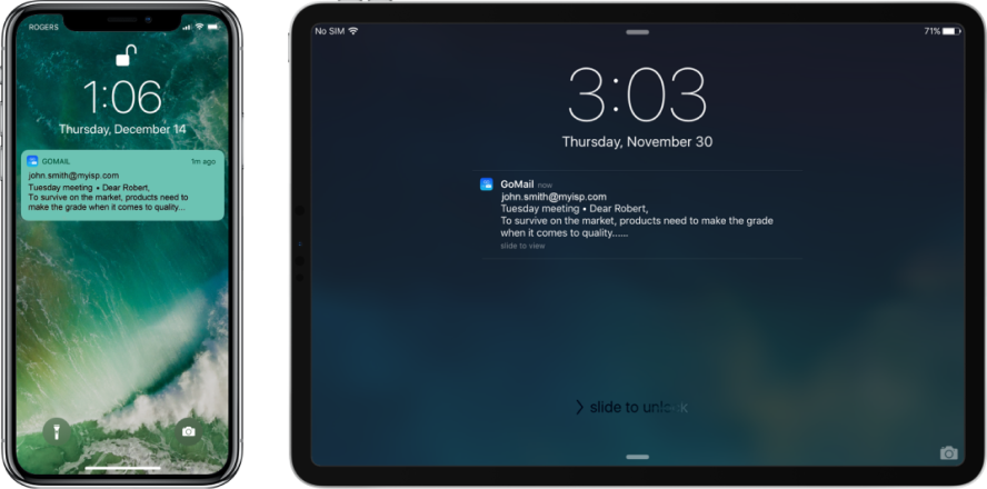 Email push notifications on mobile and tablet
