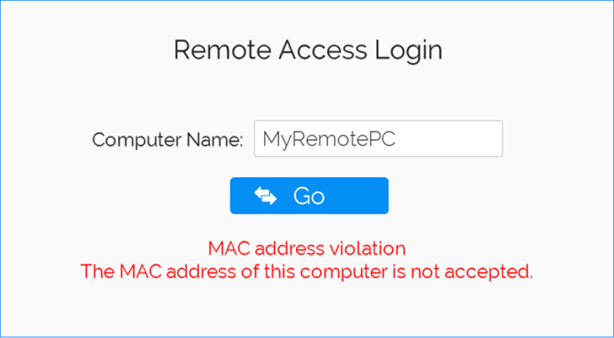 Screen with MAC address violation error